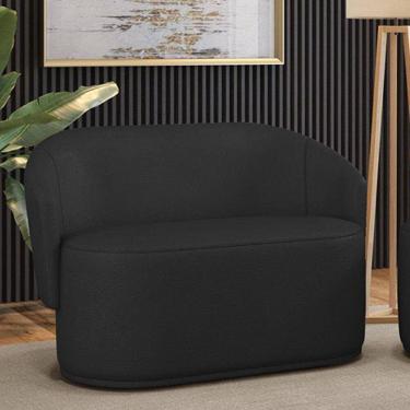 Imagem de Sofá 2 Lugares Namoradeira Orgânica Para Sala Malu Sintético M11 - D`rossi Preto