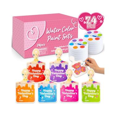 Imagem de hapray Valentines Day Gifts for Kids, 24 Pack Valentine Cards with Watercolor Paint Bulk