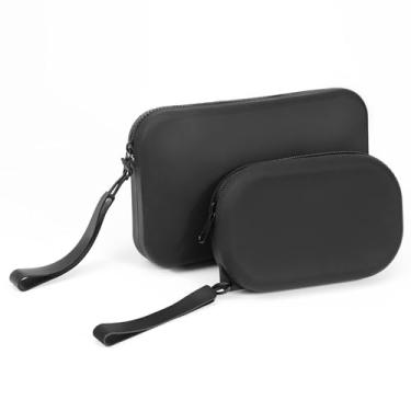Imagem de Gthiely Bolsa feminina pequena de silicone para maquiagem – Pacote com 2 bolsas pequenas portáteis de viagem, bolsa organizadora de cosméticos, bolsa de moedas, impermeável, estojo de pincel de