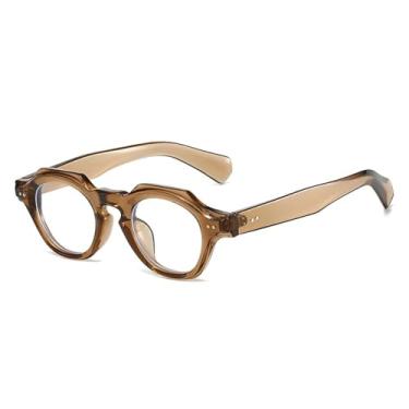 Imagem de Óculos de Sol UV400 - Armação Pequena Estilo Punk com Rebites Vermelhos e Azuis para Homens e Mulheres, Ideais para Esportes ao Ar Livre, Corrida e Ciclismo, Cor Chá Transparente