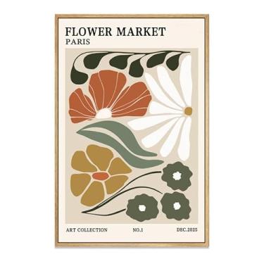 Imagem de Zzudis Arte de parede em tela do mercado de flores, decoração de parede com imagens florais, pintura botânica colorida abstrata minimalista para sala de estar, quarto-40 x 61 cm