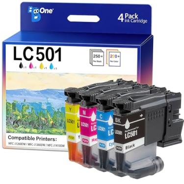 Imagem de BeOne Cartuchos de tinta LC501 compatíveis com cartuchos de tinta Brother LC501 LC501XL LC501 XL para impressora Brother Work Smart 1360 MFC-J1360DW MFC-J1260W MFC-J1410DW (pacote com 4)