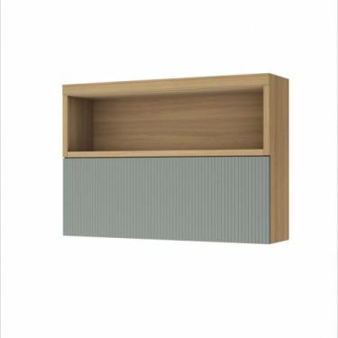 Imagem de Armario Aereo 1 Porta Basculante Ripado Nesher Marquesa 120cm 100 Mdf,