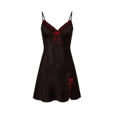 Imagem de Camisola Sexy Feminina Com Decote Em V De Renda, Confortável E Sedosa,