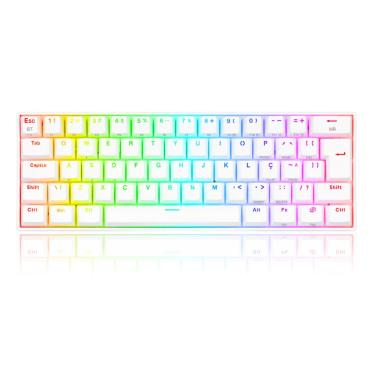 Imagem de Teclado Mecânico Redragon Draconic Pro - ABNT2 - 60% - Switch Azul - RGB - Branco - K530W-RGB-PRO