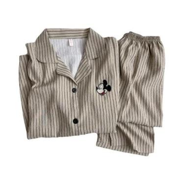 Imagem de Conjunto De Pijamas Femininos Estilo Coreano Com Estampa De Mickey Mou