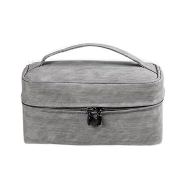 Imagem de Bolsa de maquiagem multifuncional à prova d'água, organizador de cosméticos portátil de grande capacidade para mulheres, Cinza chumbo, Cosmetic_case