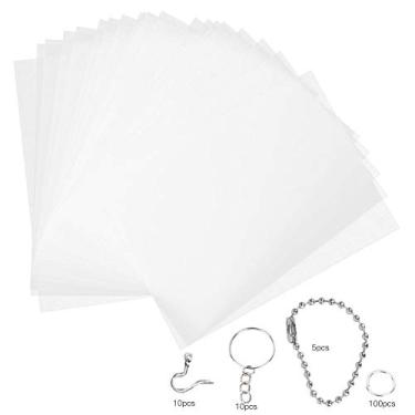 Imagem de Conjunto de filme termorretrátil DIY Material de artesanato Folhas retráteis imprimíveis para brincos Chaveiros Broches Fabricação de joias 20 peças com correntes de contas
