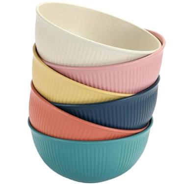 Imagem de XILEDUO Tigelas de cereais de palha de trigo inquebráveis, 680 g Conjunto de 6 arcos leves reutilizáveis de 6, tigelas de sopa e salada para micro-ondas e lava-louças, para lanches, macarrão de arroz