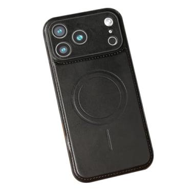 Imagem de Genérico Capa magnética para iPhone 17/17 Air/17 Pro/17 Pro MAX, capa fina minimalista anti-impressões digitais, proteção completa para câmara, capa de couro à prova de impactos (Black, 17 Pro Max)