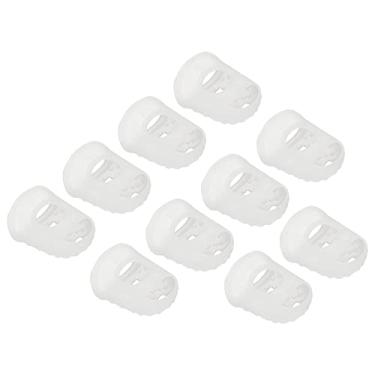 Imagem de Protetor de dedo antiderrapante para pontas dos dedos, pacote com 10 protetores de dedo de silicone de 28 mm para classificação de papel, costura, tocar guitarra, transparente, tamanho M