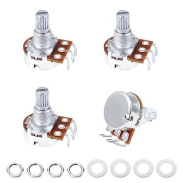 Imagem de Banworks Metric M8 Thread B500K Mini Potenciômetros de alumínio 18 estrias divididas (15 mm de comprimento) Potenciômetros de guitarra elétrica cônica linear para Squier, Epiphone, Ibanez, ESP Pacote