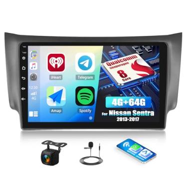 Imagem de Som automotivo Qualcomm 4G + 64G Android 15 de 8 núcleos para Nissan Sentra 2013-2017 com Carplay sem fio e Android Auto, unidade de cabeça IPS Touchscreen de 9 polegadas DSP Bluetooth 5.1 WiFi GPS