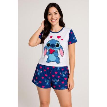 Imagem de Conjunto Pijama Feminino Blusinha Shorts Baby Dool Desenho Animado Div