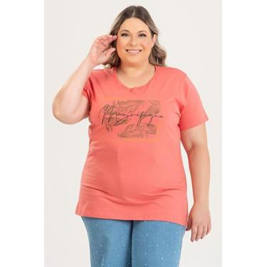 Imagem de T-shirt Feminina Plus Size em Malha Algodão c/ Estampa "MAGNIFIQUE" - 