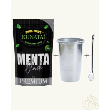 Imagem de Kit Erva-mate Tereré Menta Black Premium I Kunataí Premium 500g + Copo