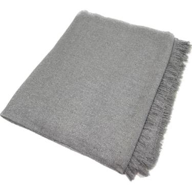Imagem de Manta Para Sofá Super King Luxo 300x180cm 100% Algodão Tipo Capa Decorativa com Franjas Artesanal(Cinza Neblina)