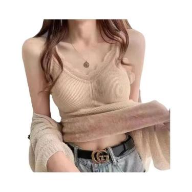 Imagem de Colete Térmico Feminino Sem Mangas Para Inverno, Top De Renda Com Suti