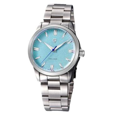 Imagem de Orizontime Pagani Design Relógios masculinos, mostrador de 38 mm, aço inoxidável, 100 m à prova d'água, quartzo, movimento VH31, Ice Blu