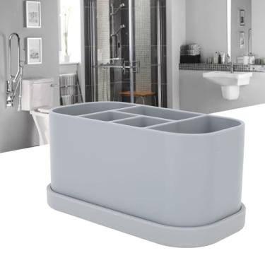 Imagem de Suporte de pasta dentes silicone multiuso com 5 compartimentos e furos drenagem organizador contador banheiro ventosa pa