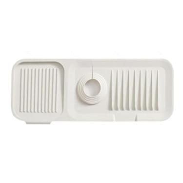 Imagem de Protetor contra respingos de pia de cozinha, alça de torneira de silicone, bandeja coletora de gotejamento para torneira de diâmetro inferior em 6,5 cm, suporte de esponja, protetores de pia tapete