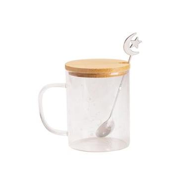 Imagem de Caneca de Vidro Com Colher Estrelas Único
