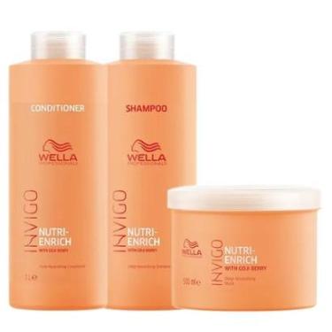 Imagem de Kit Shampoo + Condicionador + Máscara Wella Professionals Invigo Nutri-Enrich-Unissex