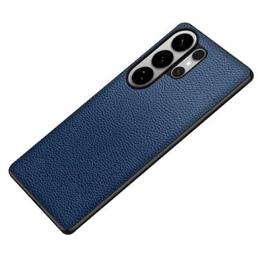 Imagem de LTLMYDAM Capa de negócios para Samsung Galaxy S26 Ultra/S26 Plus/S26, capa de proteção de lente de couro de flor integral, macia, à prova de choque, fina, capa amortecedora, azul, S26 Plus