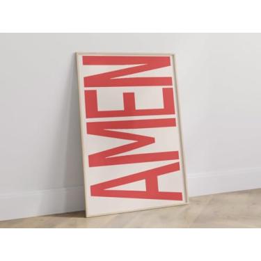 Imagem de Pôster de impressão em tela de Jesus com estampa de amém, arte de parede cristã para casa, quarto, apartamento, quarto, sala de estar, religioso, dormitório, decoração sem moldura