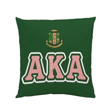 Imagem de JHJEWH Capa de almofada para presente de irmandade de 45,7 x 45,7 cm, AKA 1908, capa de almofada quadrada com letras criativas verdes, capa de almofada com zíper oculto para casa, cama, sofá