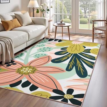 Imagem de Tyrot Boho Chic Tapete botânico floral para sala de estar 9 x 1,5 m, jardim de rosas