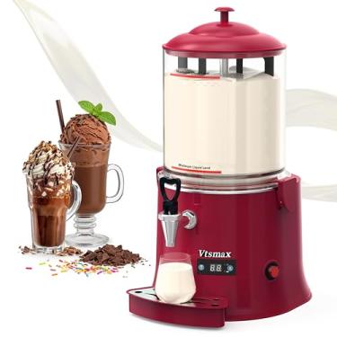 Imagem de Vtsmax Dispensador de bebidas quentes para máquina de chocolate quente comercial de 10 litros, controle de temperatura inteligente de 30 a 90 °C, para chocolate, cacau, leite, café, suco, vermelho
