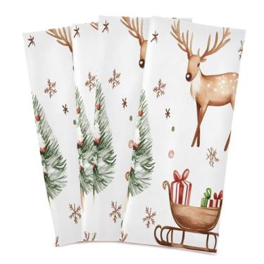 Imagem de xigua Conjunto de 4 panos de prato de cozinha de árvore de Natal, toalhas de cozinha macias e altamente absorventes de secagem rápida para limpeza de pratos e limpeza manual, 71 x 45 cm