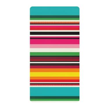 Imagem de Blueangle Lençol de berço padrão para berço infantil - Lençóis de algodão macio e respirável com listras mexicanas coloridas (576)