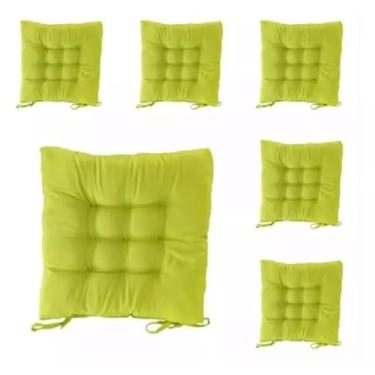 Imagem de Kit com 4 Almofadas Futon para Assento 40x40cm com Corda Tecido Oxford Conforto para Cadeira Banco e Palete(Verde pistache (limão))
