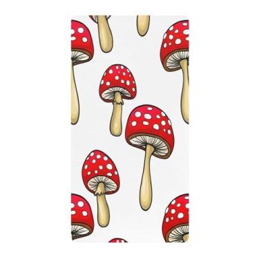 Imagem de Blueangle Lençol de berço padrão para berço infantil - Lençóis de algodão macio e respirável com cogumelos vermelhos (816)