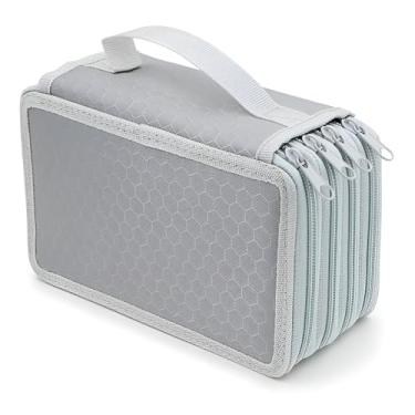 Imagem de Estojo Escolar Grande com 4 Divisórias, 72 Lápis de Capacidade, Tecido Oxford, Alça de Transporte, Organizador para Material Escolar (Cinza)