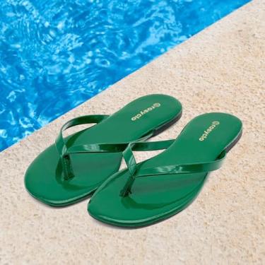 Imagem de Chinelo feminino, sandálias femininas de espuma viscoelástica de verão 2026 - Tendências de couro vegano, leve, macio, confortável, nuvem, chinelos femininos baratos essenciais para a praia, Patente