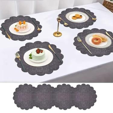 Imagem de Conjunto de 4 tapetes de tecido com textura de tecido, redondo, cinza escuro, 36 cm, laváveis, presentes para casa, cozinha, mesas de jantar e restaurantes, antiderrapante, fácil de limpar