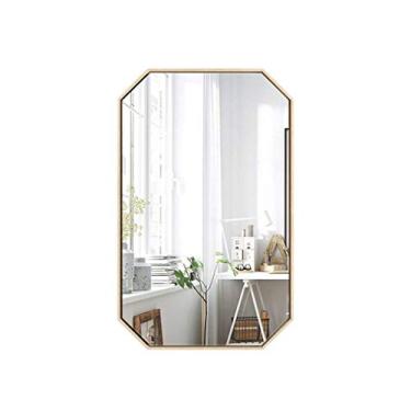 Imagem de Espelho decorativo criativo grande metal espelho de comprimento total moda espelho de maquiagem geométrico polígono banheiro espelho de beleza espelho de maquiagem (cor: ouro tamanho: 40 * 60 cm)