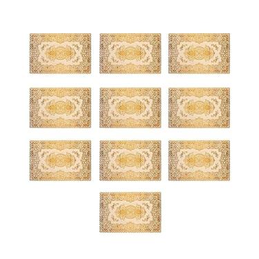 Imagem de Jogo americano resistente ao calor tapetes de mesa estilo europeu carimbo dourado PVC isolamento térmico decorativo para festa em casa casamento 10 peças 45,3 x 30 cm