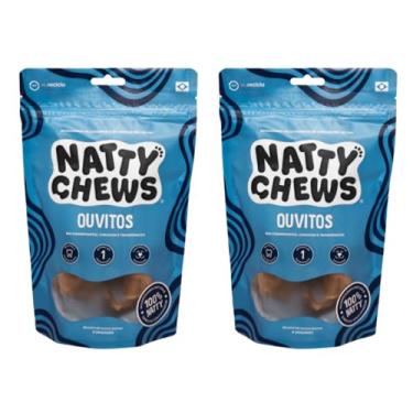 Imagem de Kit 2 Embalagens Mordedor Ouvido Bovino Natural Desidratado Ouvitos Natty Chews Para Cães - 8 Unidades
