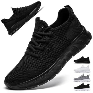 Imagem de DaoLxi Tênis de corrida feminino, sem cadarço, caminhada, academia, antiderrapante, trabalho, treino, jogging, Preto, 36