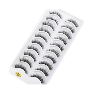 Imagem de Cílios Postiços Naturais Longos 3D De Mink, 10 Pares, Macios E Volumos