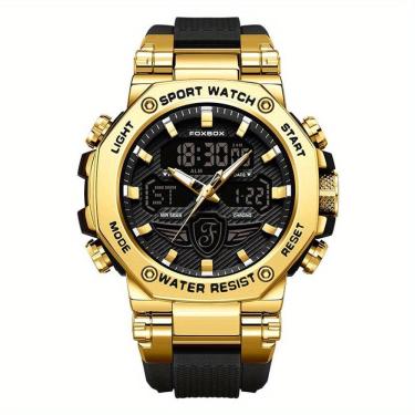 Imagem de Relógio Masculino Display Luminoso Multifuncional Esportivo Pulseira De Silicone Dourado