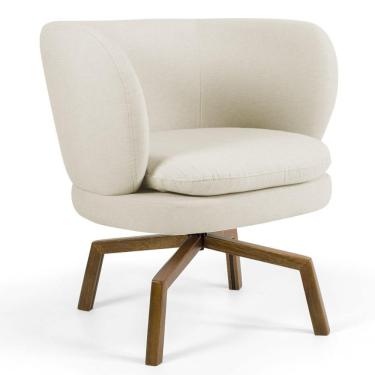 Imagem de Poltrona Decorativa Sala De Estar Melissa Base Ka Giratória Veludo C-309 Bege - Domi