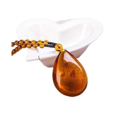 Imagem de Colar De Pérolas De Cera De Abelha Âmbar Artesanal Estilo Étnico Brasi