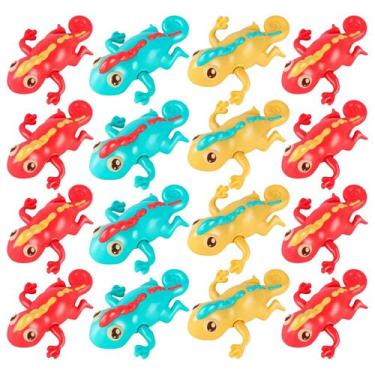 Imagem de Kit 16 Mini Camaleões Nadadores Brinquedo Para Crianças À Corda Lembra