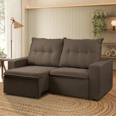 Imagem de Sofá Retratil Reclinavel Estofado Berlim 200cm Veludo Tabaco - Star Co