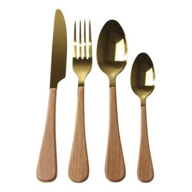 Imagem de Faqueiro 24 Peças Aço Inox Com Cabo Plástico Wolff Milão Amadeirado E 